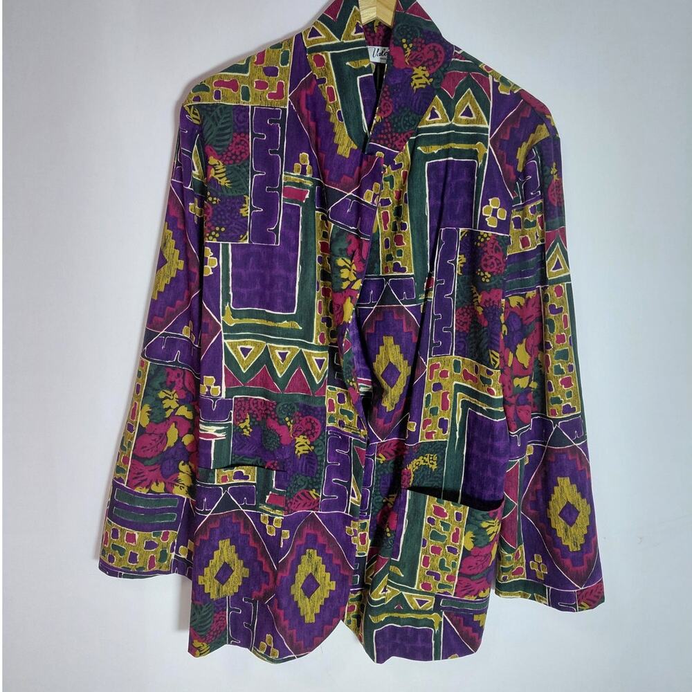 Vintage Valerie Made in USA Colorful Blazer Jacket Geometric Size M